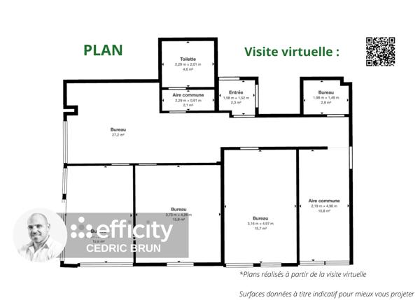 Local Commercial 6 pièces - 97 m² Exclusivité efficity