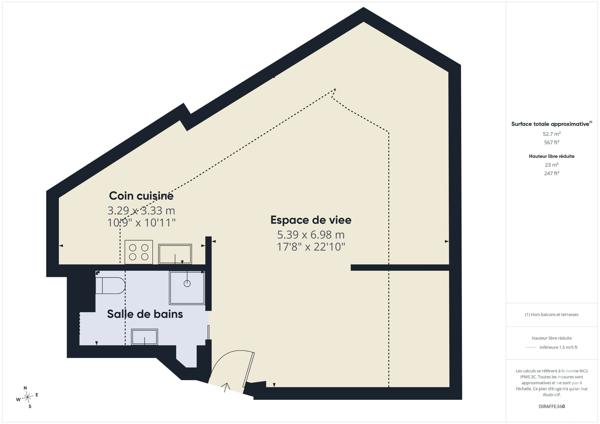 Appartement Studio à vendre  1 pièce - 21,35 m 2   BOULOGNE BILLANCOURT  - 92