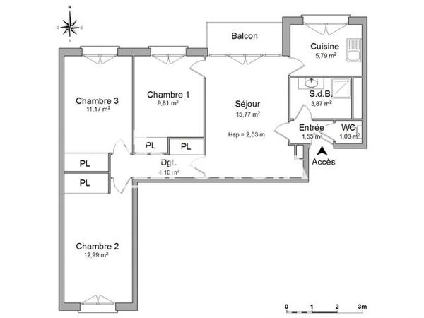 Location Appartement 4 pièces 66.1 m² - PETITES ROCHES Dijon 21000