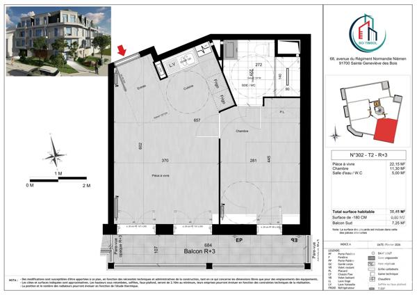 Appartement F2 à vendre  2 pièces - 38,45 m 2   STE GENEVIEVE DES BOIS  - 91