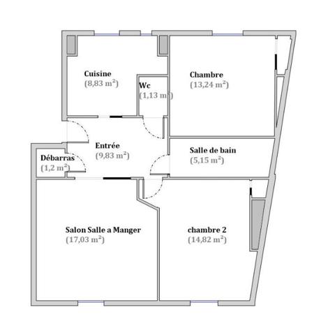 Beau 3 pièces, idéal pour une COLOCATION