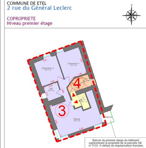 A vendre coeur d'Étel - Appartement T3 - 56 m² avec aperçu mer et petit balcon
