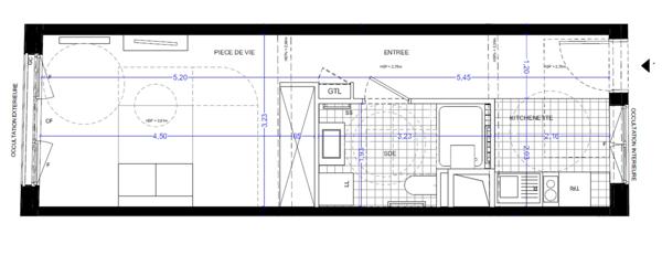 Studio neuf en nue propriété à vendre PARIS 17e, surface habitable 33 m2.