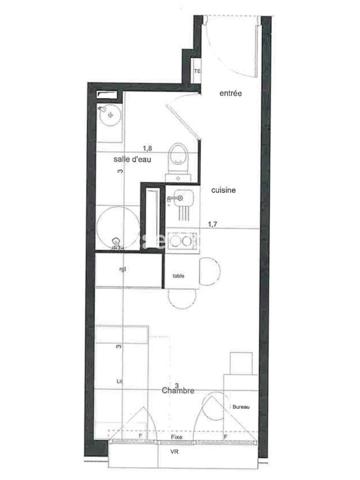Appartement 1 pièce - 19 m²