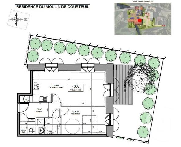 appartement à vendre  2 pièces - 48,95 m2 COURTEUIL - 60