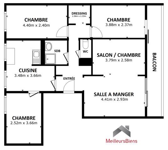 5 pièces 76 m²