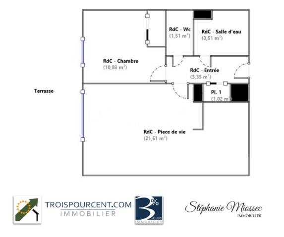 Appartement 2 pièce(s) 1 chambre(s) 41.73 m²