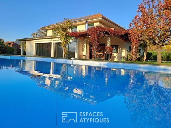 Villa avec piscine et vue sur les hauts de Brie et Angonnes