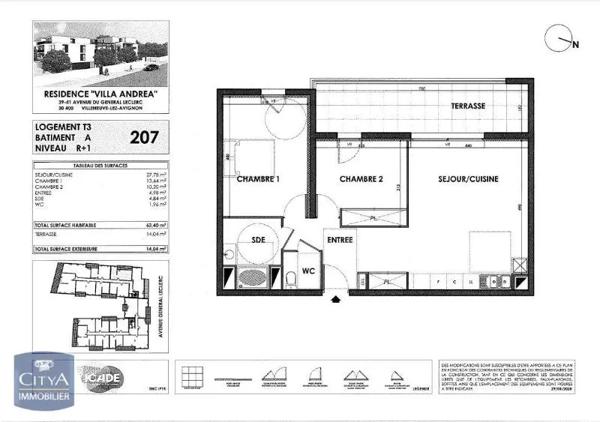 Appartement à louer 3 pièces 63.4m² Villeneuve-lès-Avignon (30400)