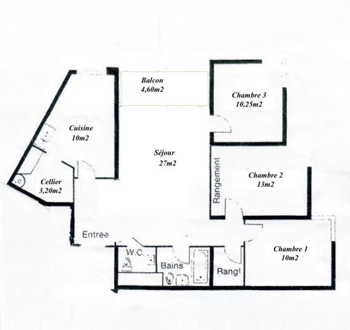 appartement de 86m2 4 pieces au 3e étage dans une résidence sécurisée avec gardien