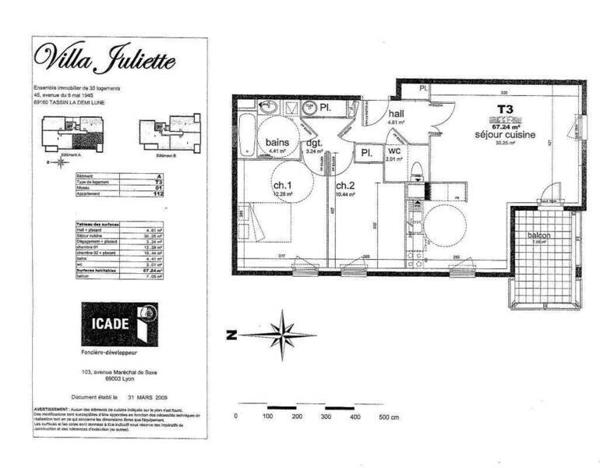 Appartement 3 pièces                                        - 69160 Tassin-la-Demi-Lune Réf : 5633