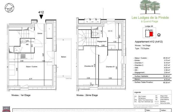 Appartement à vendre    3 pièces • 53,48 m2 Quend