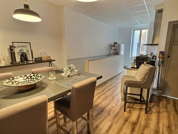 Immeuble à Villeneuve sur Lot d'environ 231 m2 comprenant un local commercial en RDC (emplacement numéro 1) loué 1 000€ (surface de vente 63m2 + réserve et kitchenette14m2) et un magnifique appartement en duplex au dessus avec un accès indépendant par une , Villeneuve sur lot