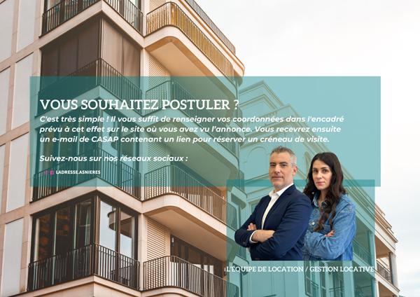 ASNIERES SUR SEINE : appartement F1 (28,09 m² Carrez) à louer
