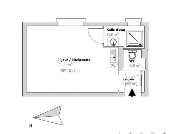 Location Studio 16 m² - 3, RUE DES MONTIBOEUFS - BAT.B Paris 75020