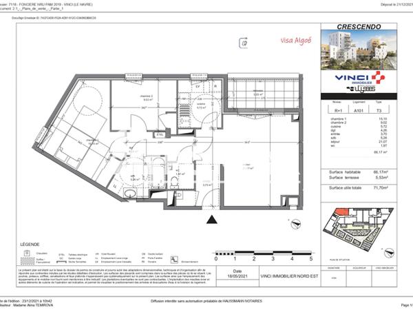 Location Appartement 3 pièces 66.1 m² - 69/77 RUE DES CHARGEURS REUNIS Le Havre 76600