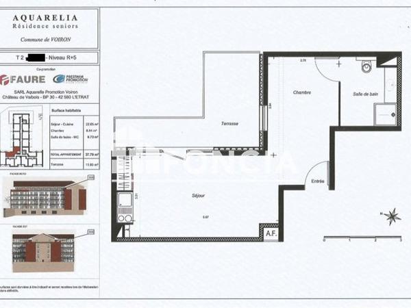 À vendre Studio 37.79 m² - Voiron 38500