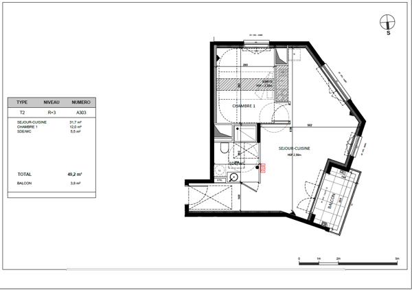 Appartement 2 pièces - 52 m²