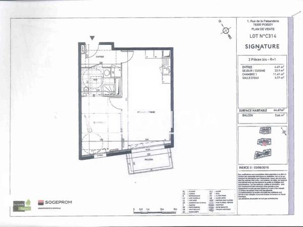 Location Appartement 2 pièces 44.67 m² - 3/11 RUE DE LA FAISANDERIE Poissy 78300
