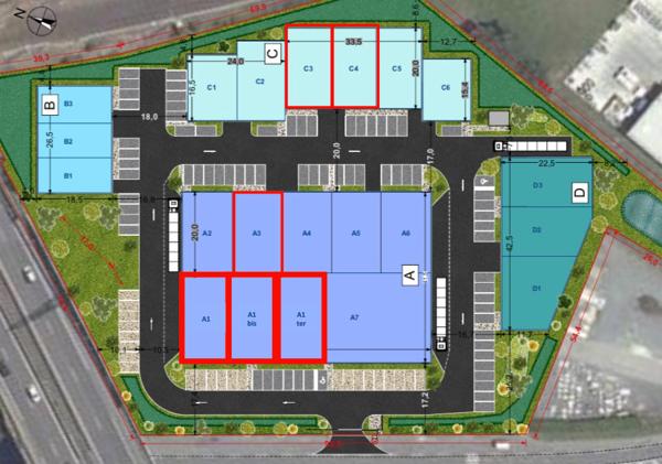 A VENDRE, 3 Cellules d'activité NEUVES de 352 m² environ au SUD de NANTES