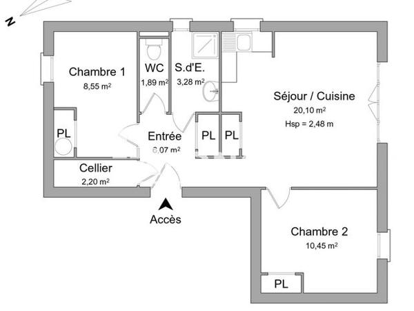 Location Appartement 3 pièces 52.54 m² - 190 RUE DE LA CROIX BLANCHE Mont De Marsan 40000