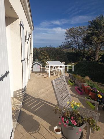 superbe maison avec cour goudronnée avec soin très riche en fleurs et arbustes