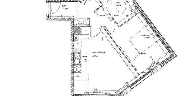 Location Appartement 2 pièces 46.1 m² - Blainville-sur-orne 14550