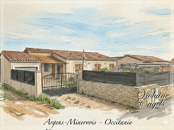 Maison de plain-pied 115 m² – 4 chambres – Jardin avec piscine – Argens-Minervois