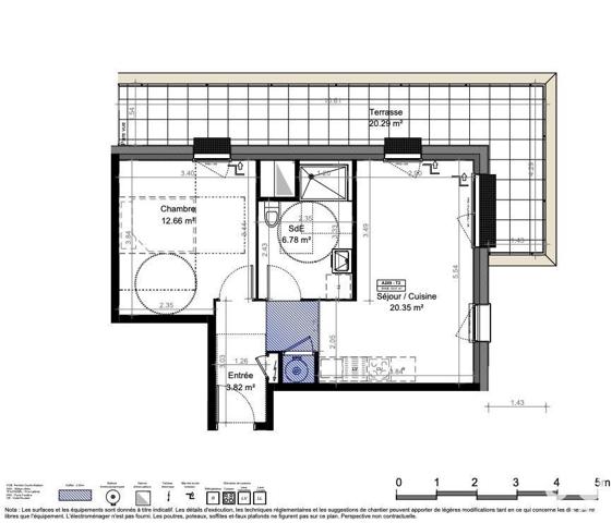 Appartement 2 pièces de 43 m² à Carpiquet (14650)