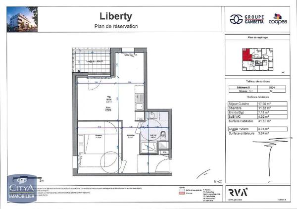 Appartement à louer 2 pièces 41.32m² Tours (37100)