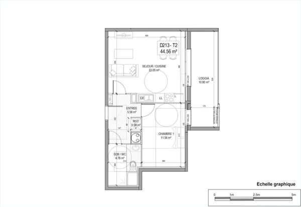 T2 avec balcon loggia et parking