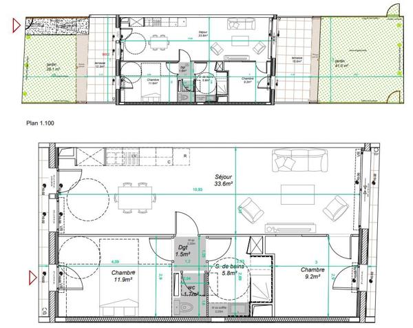 Location appartement 3 pièce(s) 63 m²