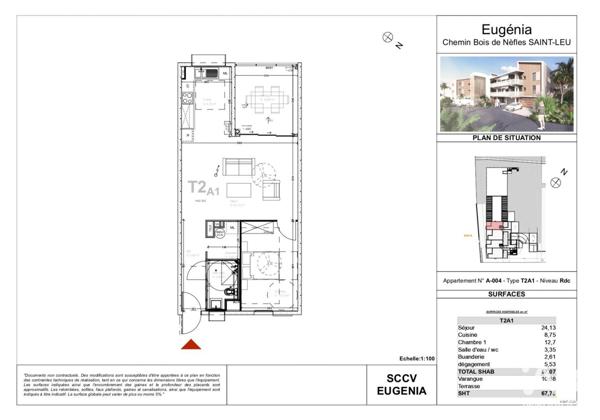 Appartement à vendre 2 pièces 67 m² LE PITON-SAINT-LEU