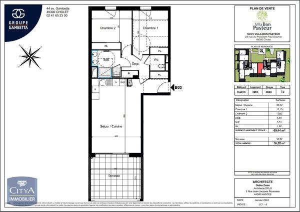 Appartement à louer 3 pièces 69.44m²