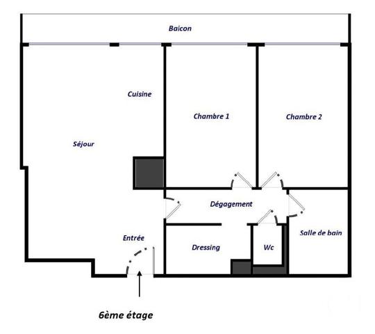 Appartement F3 à vendre  3 pièces - 60,44 m2 PARIS - 75010