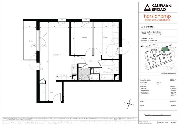 A VENDRE Appartement Entraigues Sur La Sorgue 3 pièce(s) 66.73 m2