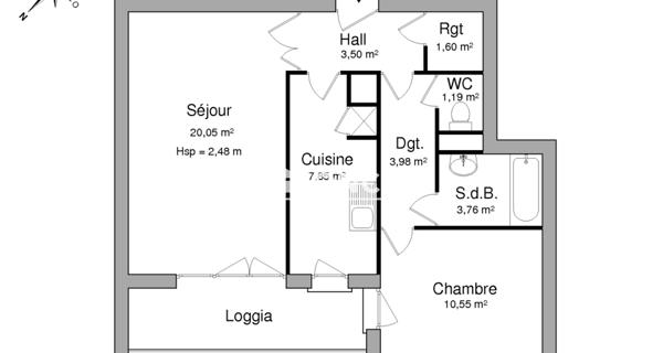 Location Appartement 2 pièces 52.48 m² - Chartres 28000