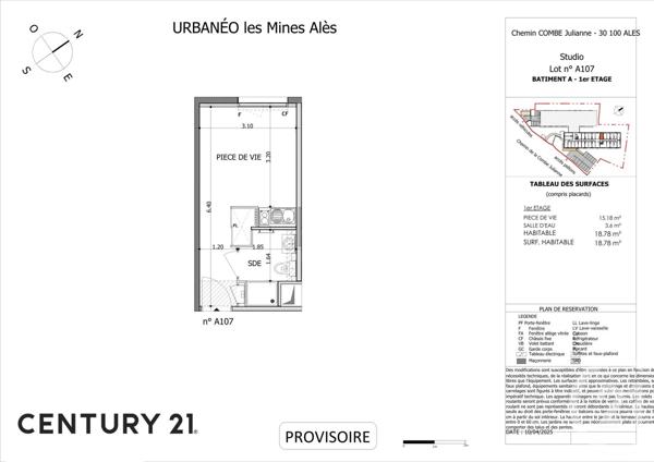 Appartement Studio à vendre  1 pièce - 18,66 m2 ALES - 30