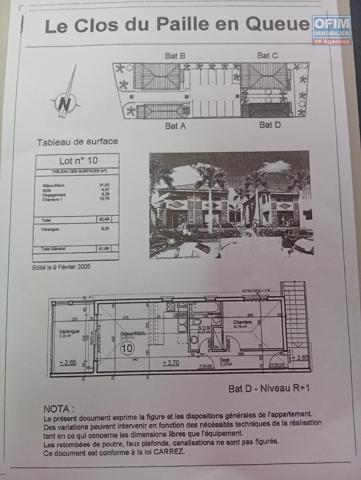 EXCLUSIVITE appartement T2 Meublé Clos Paille en Queue à Trou d'EAU, LA SALINE LES BAINS