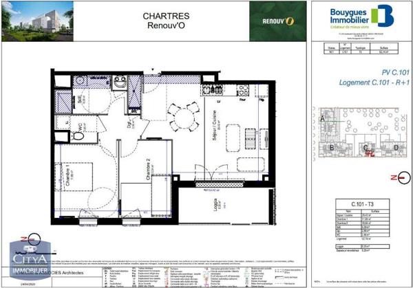 Location appartement Chartres (28000) 3 pièces 62.74m²