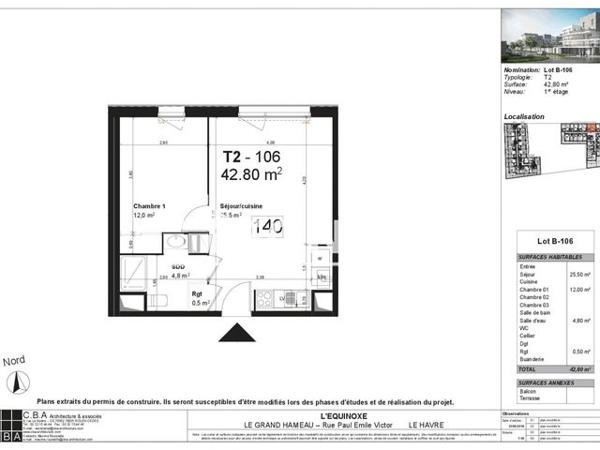 Location Appartement 2 pièces 41.2 m² - BATIMENT B Le Havre 76620