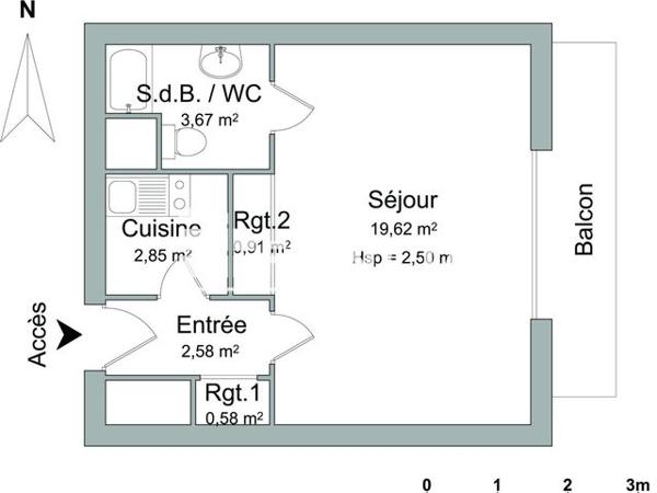 Location Studio 28 m² - 56 COURS BRIAND Charleville Mezieres 08000