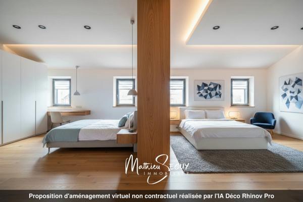 Sur les hauteurs de Thurins - Plateau de 100m² en duplex à aménager avec terrasse, 2 stationnements et 1 cave