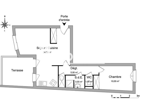 Location Appartement 2 pièces 43.5 m² - 24 RUE VICTOR HUGO Montreuil Juigne 49460