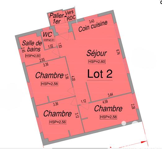 Appartement à vendre 4 pièces 70 m² Pessac