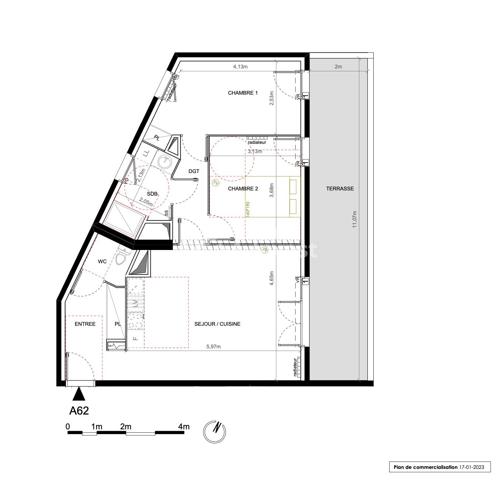 T3 69 m² avec terrasse 22 m² – Montpellier Celleneuve