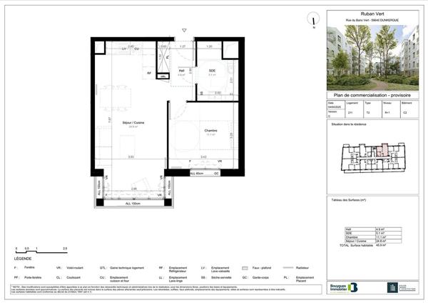 Appartement 2 pièces 45.9 m2