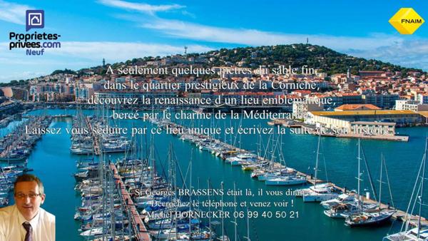 Corniche de Sète. T2 de standing, Terrasse 10 m² Sud, Bord de Mer