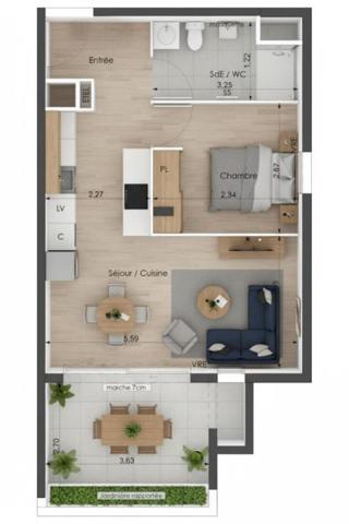 Corniche de Sète. T2 de standing, Terrasse 10 m² Sud, Bord de Mer