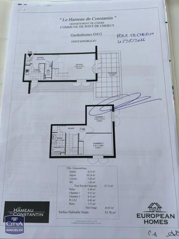 Appartement à vendre 3 pièces 54.16m² Pont-de-Chéruy (38230)